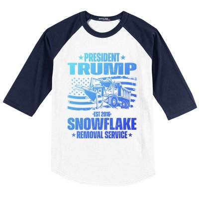 President Trump Snowflake Removal Service Funny Trump 2024 Cool Gift Baseball Sleeve Shirt