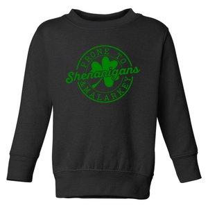 Prone To Shenanigans And Malarkey Funny St Patricks Day Design Toddler Sweatshirt