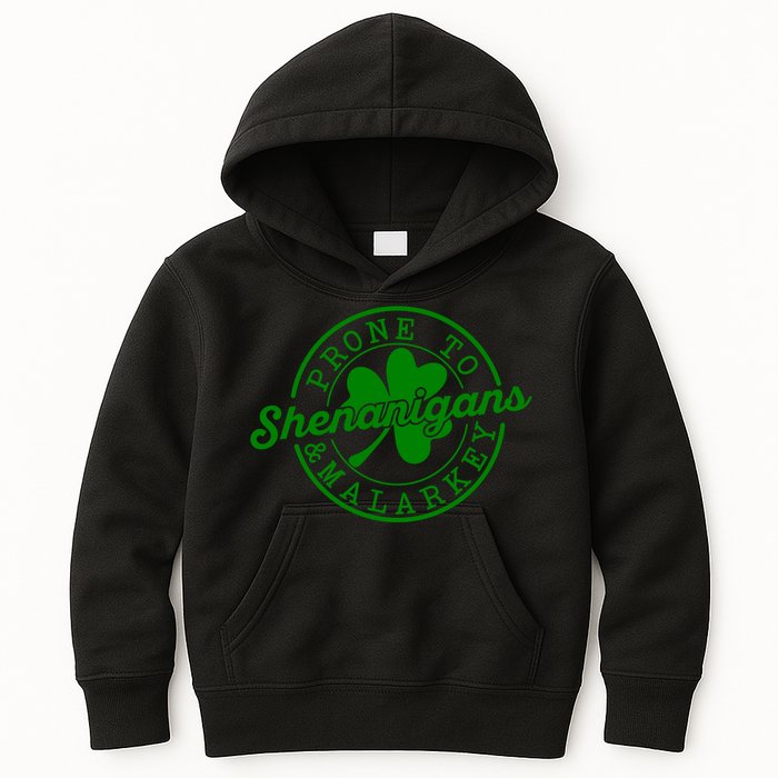 Prone To Shenanigans And Malarkey Funny St Patricks Day Design Kids Hoodie