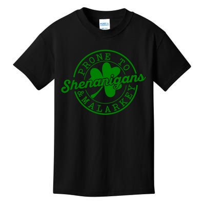 Prone To Shenanigans And Malarkey Funny St Patricks Day Design Kids T-Shirt