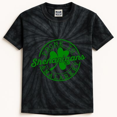 Prone To Shenanigans And Malarkey Funny St Patricks Day Design Kids Tie-Dye T-Shirt