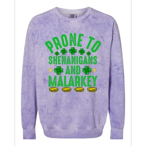 Prone To Shenanigans And Malarkey St Patricks Day Colorblast Crewneck Sweatshirt