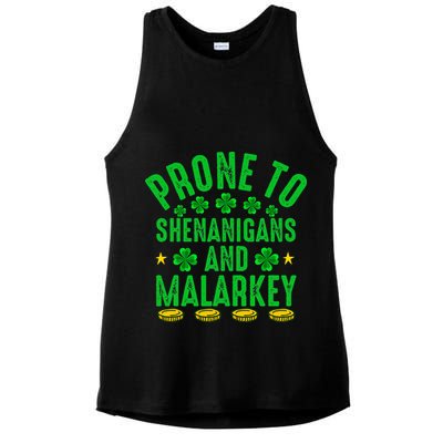 Prone To Shenanigans And Malarkey St Patricks Day Ladies PosiCharge Tri-Blend Wicking Tank