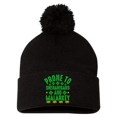 Prone To Shenanigans And Malarkey St Patricks Day Pom Pom 12in Knit Beanie