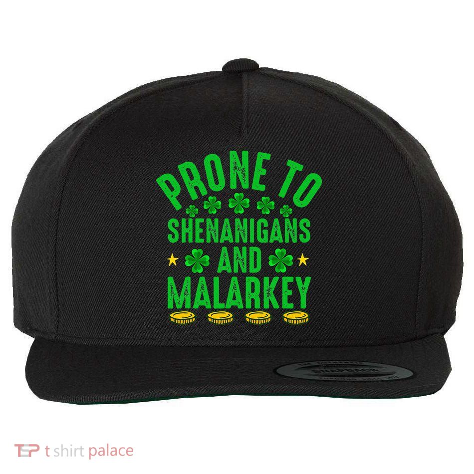 Prone To Shenanigans And Malarkey St Patricks Day Wool Snapback Cap