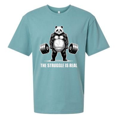 Panda The Struggle Is Real Weightlifting Fitness Gym Funny Gift Sueded Cloud Jersey T-Shirt