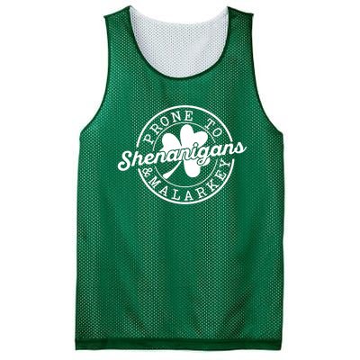 Prone To Shenanigans And Malarkey Funny St Patricks Day Design Mesh Reversible Basketball Jersey Tank