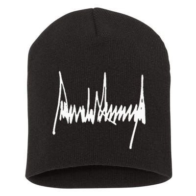 President Trump Signature Left Chest White Short Acrylic Beanie