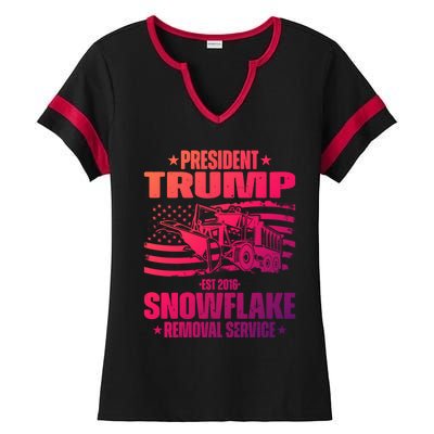 President Trump Snowflake Removal Service Funny Trump 2024 Cool Gift Ladies Halftime Notch Neck Tee