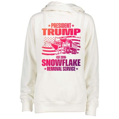 President Trump Snowflake Removal Service Funny Trump 2024 Cool Gift Womens Funnel Neck Pullover Hood