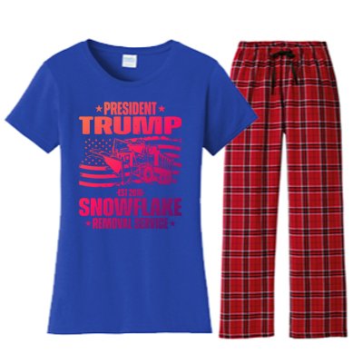 President Trump Snowflake Removal Service Funny Trump 2024 Cool Gift Women's Flannel Pajama Set