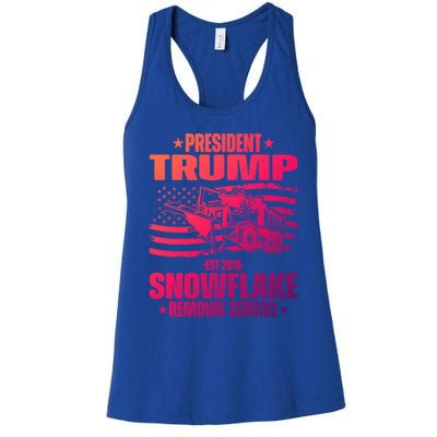 President Trump Snowflake Removal Service Funny Trump 2024 Cool Gift Women's Racerback Tank