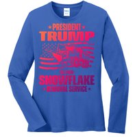 President Trump Snowflake Removal Service Funny Trump 2024 Cool Gift Ladies Long Sleeve Shirt