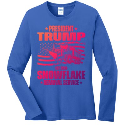 President Trump Snowflake Removal Service Funny Trump 2024 Cool Gift Ladies Long Sleeve Shirt