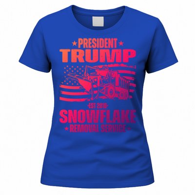 President Trump Snowflake Removal Service Funny Trump 2024 Cool Gift Women's T-Shirt