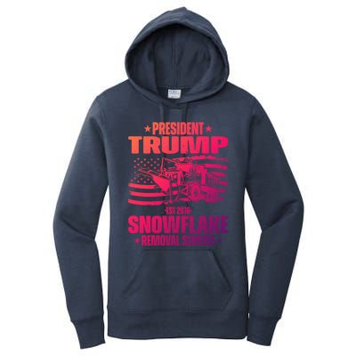 President Trump Snowflake Removal Service Funny Trump 2024 Cool Gift Women's Pullover Hoodie