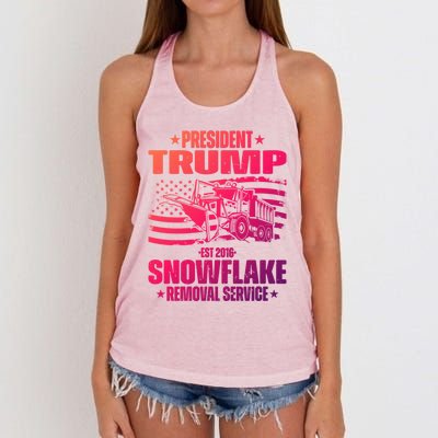 President Trump Snowflake Removal Service Funny Trump 2024 Cool Gift Women's Knotted Racerback Tank