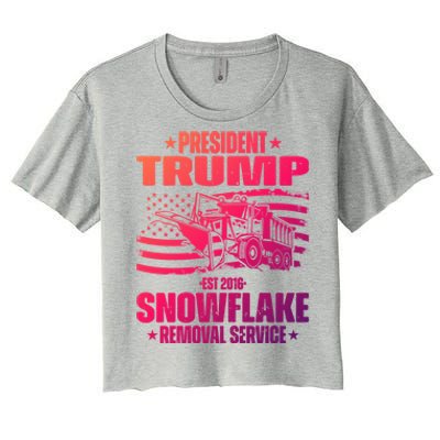 President Trump Snowflake Removal Service Funny Trump 2024 Cool Gift Women's Crop Top Tee