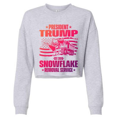 President Trump Snowflake Removal Service Funny Trump 2024 Cool Gift Cropped Pullover Crew