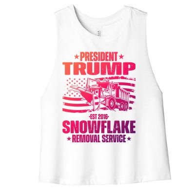 President Trump Snowflake Removal Service Funny Trump 2024 Cool Gift Women's Racerback Cropped Tank