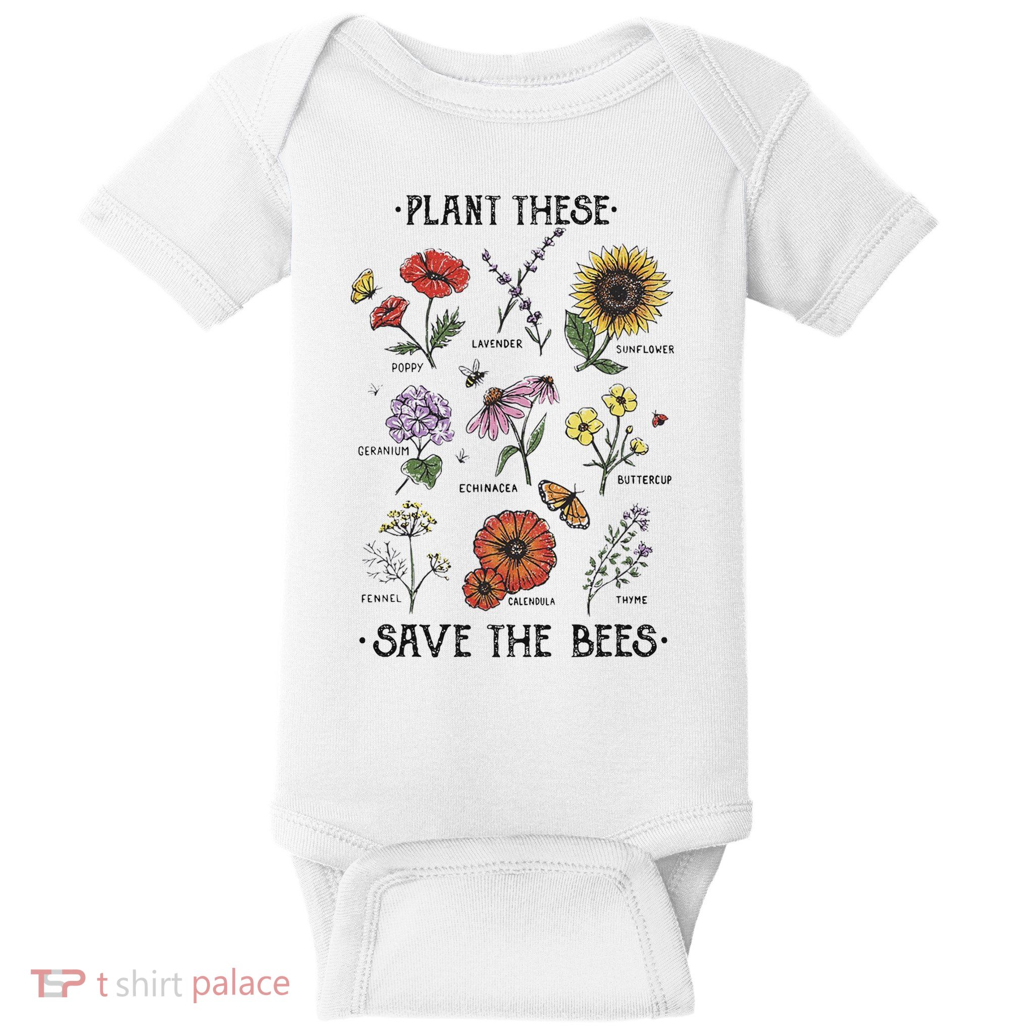 Plant These Save The Bees Flowers Gardening Baby Bodysuit