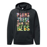 Plant These Save The Bees Botanical Vintage WildFlowers Performance Fleece Hoodie