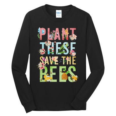 Plant These Save The Bees Botanical Vintage WildFlowers Tall Long Sleeve T-Shirt