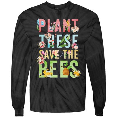 Plant These Save The Bees Botanical Vintage WildFlowers Tie-Dye Long Sleeve Shirt