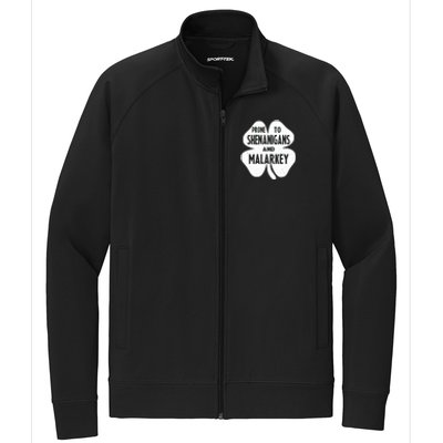 Prone To Shenanigans And Malarkey Funny St Patricks Day Stretch Full-Zip Cadet Jacket