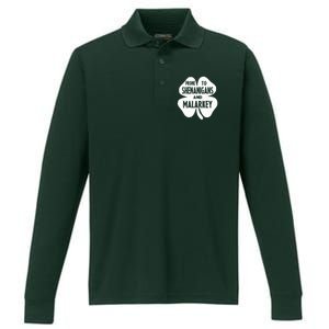 Prone To Shenanigans And Malarkey Funny St Patricks Day Performance Long Sleeve Polo