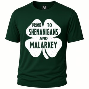 Prone To Shenanigans And Malarkey Funny St Patricks Day Cooling Performance Crew T-Shirt