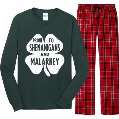 Prone To Shenanigans And Malarkey Funny St Patricks Day Long Sleeve Pajama Set