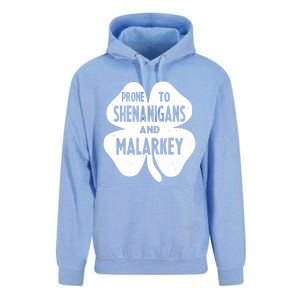 Prone To Shenanigans And Malarkey Funny St Patricks Day Unisex Surf Hoodie