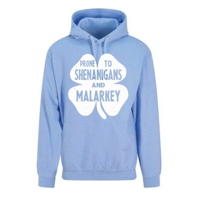 Prone To Shenanigans And Malarkey Funny St Patricks Day Unisex Surf Hoodie