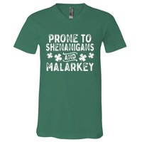 Prone To Shenanigans and Malarkey St Patricks Day V-Neck T-Shirt