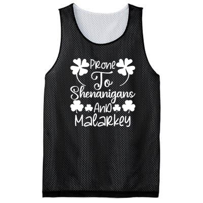 Prone To Shenanigans And Malarkey Funny St Patricks Day Design Mesh Reversible Basketball Jersey Tank