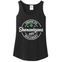 Prone to Shenanigans and Malarkey Funny St. Patricks's Day Ladies Essential Tank