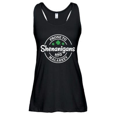 Prone to Shenanigans and Malarkey Funny St. Patricks's Day Ladies Essential Flowy Tank