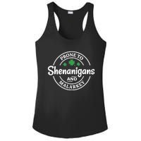 Prone to Shenanigans and Malarkey Funny St. Patricks's Day Ladies PosiCharge Competitor Racerback Tank