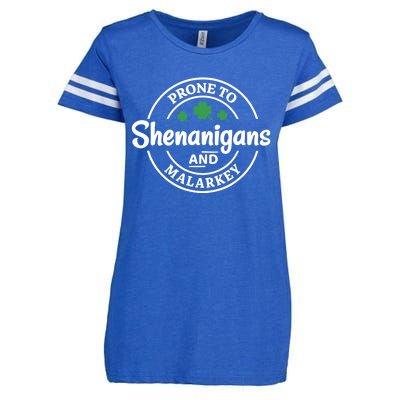 Prone to Shenanigans and Malarkey Funny St. Patricks's Day Enza Ladies Jersey Football T-Shirt