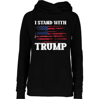 Pro Trump Supporter Trump I Stand With Trump Womens Funnel Neck Pullover Hood