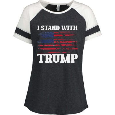 Pro Trump Supporter Trump I Stand With Trump Enza Ladies Jersey Colorblock Tee