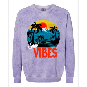 Palm Trees Salty Vibes Design Summer Time Travel Beach Colorblast Crewneck Sweatshirt