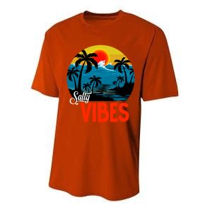 Palm Trees Salty Vibes Design Summer Time Travel Beach Performance Sprint T-Shirt