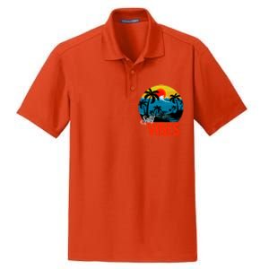 Palm Trees Salty Vibes Design Summer Time Travel Beach Dry Zone Grid Polo