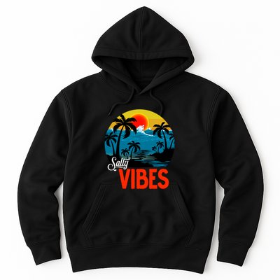 Palm Trees Salty Vibes Design Summer Time Travel Beach Hoodie