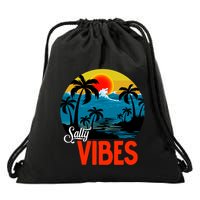 Palm Trees Salty Vibes Design Summer Time Travel Beach Drawstring Bag