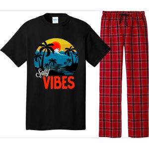 Palm Trees Salty Vibes Design Summer Time Travel Beach Pajama Set