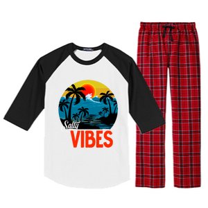 Palm Trees Salty Vibes Design Summer Time Travel Beach Raglan Sleeve Pajama Set