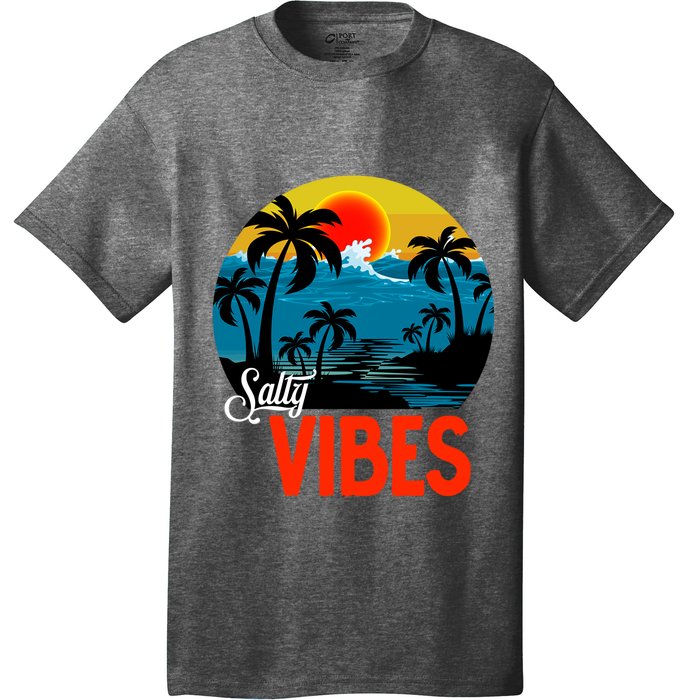 Palm Trees Salty Vibes Design Summer Time Travel Beach T-Shirt